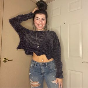 Crop Scalloped Sweater